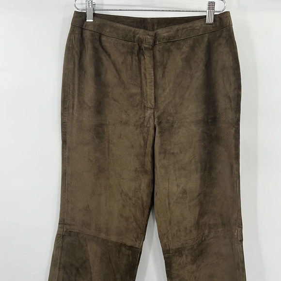 INC International Concepts Pants Womens 6 Brown Suede Genuine Leather Straight‎ - Picture 2 of 10